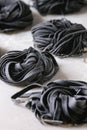 Fresh uncooked black pasta Royalty Free Stock Photo