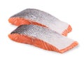 Fresh uncooked red fish fillet slices.