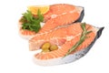 Fresh uncooked salmon steaks. Royalty Free Stock Photo