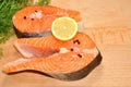 Fresh Uncooked Salmon Steaks Royalty Free Stock Photo