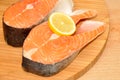 Fresh Uncooked Salmon Steaks Royalty Free Stock Photo