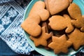 Fresh, undecorated gingerbread cookies
