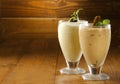 Fresh vanilla milkshake glasses