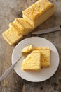 Fresh vanilla sponge cake with flavored icing