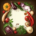 Fresh variety vegetables spices and herbs frame Ai generative