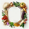 Fresh variety vegetables, spices and herbs frame. Ai generative