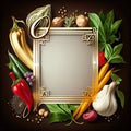 Fresh variety vegetables, spices and herbs frame. Ai generative