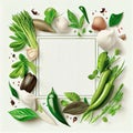 Fresh variety vegetables, spices and herbs frame. Ai generative