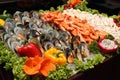 Fresh various seafood served on ice Royalty Free Stock Photo