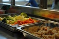 Fresh vegan buffet selection in modern cafeteria setting AI Royalty Free Stock Photo