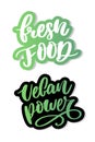 Fresh Vegan food lettering calligraphy Rubber Stamp green Royalty Free Stock Photo