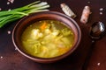 Fresh vegan soup with broccoli, cauliflower, asparagus and carrots Royalty Free Stock Photo