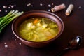 Fresh vegan soup with broccoli, cauliflower, asparagus and carrots Royalty Free Stock Photo