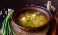 Fresh vegan soup with broccoli, cauliflower, asparagus and carrots Royalty Free Stock Photo