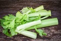 Fresh vegetable of Celery sticks and leaf / Bunch of celery stalk on rustic wood Royalty Free Stock Photo