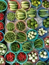 Fresh vegetable, chillis, cucumber, thai eggplants, green okla and lemons