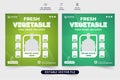 Fresh vegetable delivery service poster design for supermarkets. Grocery home delivery service social media post vector with green