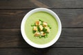 Fresh vegetable detox soup made of green peas