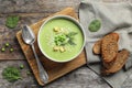 Fresh vegetable detox soup made of green peas