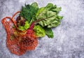 Fresh vegetable in fishnet bag Royalty Free Stock Photo