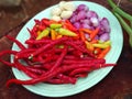 fresh vegetable food ingredients for making sambal Royalty Free Stock Photo