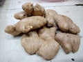Fresh vegetable ginger root in the market Royalty Free Stock Photo