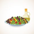 Fresh vegetable and green leaf salad dish.