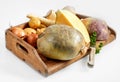 Fresh vegetable ingredients for a haggis recipe