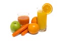 Fresh vegetable juice with carrot apple and orange