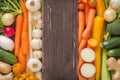 Fresh vegetable medley carrot, garlic, kohlrabi, onion, celery, cucumber, parsnip, radish Royalty Free Stock Photo