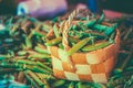 Fresh Vegetable Organic Green Beans In Wicker Royalty Free Stock Photo