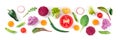 Fresh vegetable panorama with a variety of healthy vegan salad ingredients