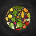 Fresh vegetable round shape composition