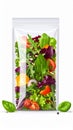 Fresh Vegetable Salad in Clear Plastic Ziplock Bag on White Background Royalty Free Stock Photo