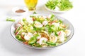 Fresh vegetable salad with cucumber, radish, lettuce and boiled eggs. Helathy food Royalty Free Stock Photo