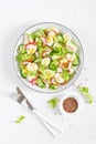 Fresh vegetable salad with cucumber, radish, lettuce and boiled eggs. Helathy food. Top view Royalty Free Stock Photo