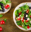 Fresh vegetable salad with feta cheese. Healthy eating. Royalty Free Stock Photo