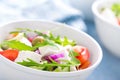 Fresh vegetable salad with feta cheese and olives in white bowl Royalty Free Stock Photo