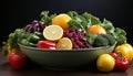 Fresh vegetable salad tomato, lemon, bell pepper, orange, lime, grape generated by AI
