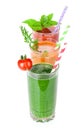 Fresh vegetable smoothie. Tomato, cucumber, carrot Royalty Free Stock Photo