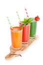 Fresh vegetable smoothie. Tomato, cucumber, carrot Royalty Free Stock Photo