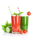 Fresh vegetable smoothie. Tomato and cucumber Royalty Free Stock Photo