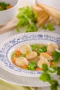 Fresh vegetable soup with chicken dumplings Royalty Free Stock Photo