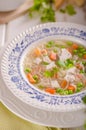 Fresh vegetable soup with chicken dumplings Royalty Free Stock Photo