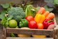 Fresh vegetable in wooden basket