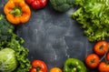 Fresh vegetables assortment on dark background Royalty Free Stock Photo