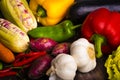 Fresh vegetables on bamboo mat Royalty Free Stock Photo