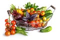 Fresh vegetables in basket. isolated Royalty Free Stock Photo