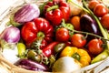 Fresh vegetables in a basket, Royalty Free Stock Photo