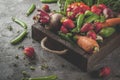 Fresh vegetables, berries, greens and fruits in tray Royalty Free Stock Photo